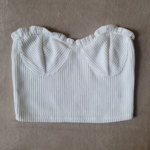 Kirious Women Strapless White Knitted Cropped Top Size Small NWOT